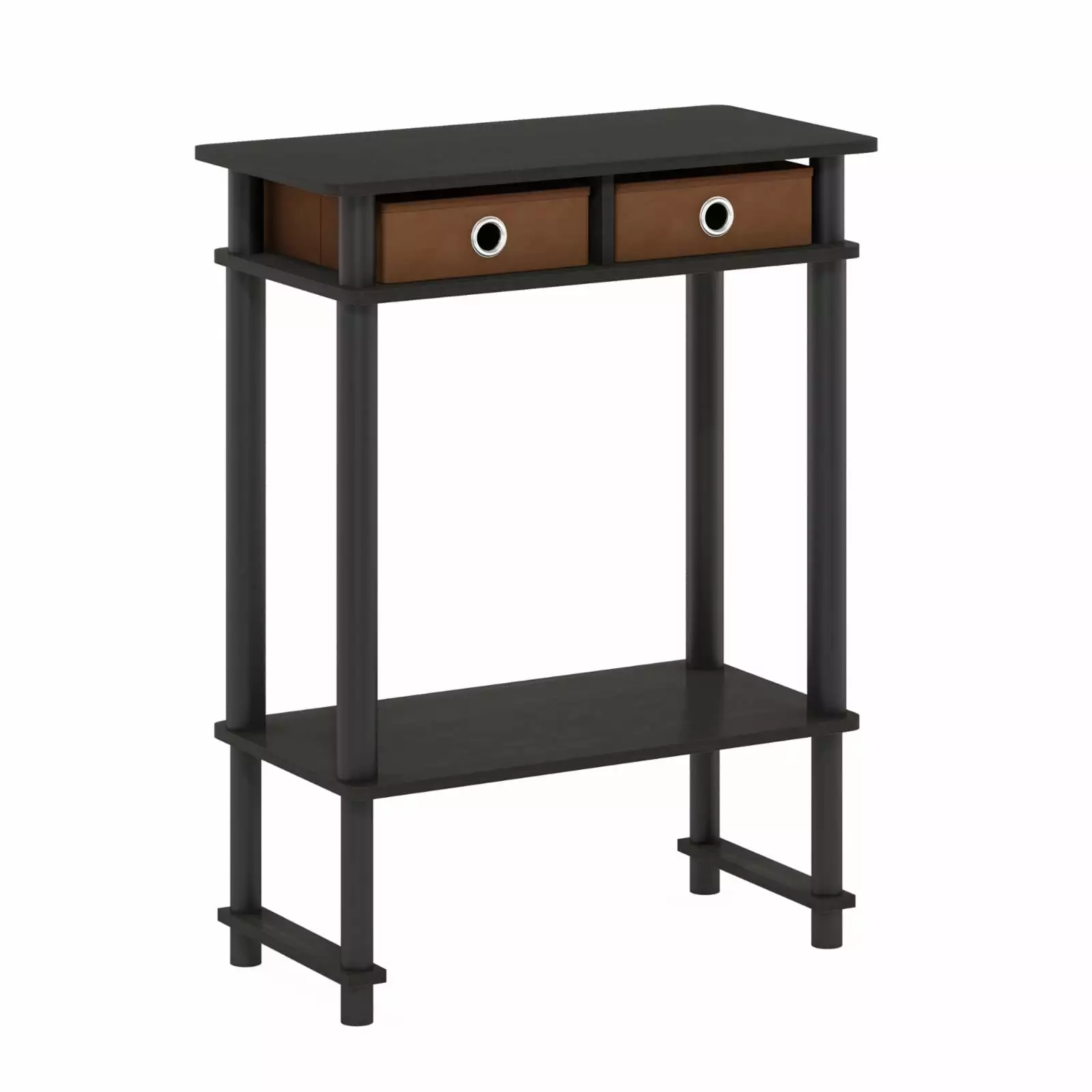 Furinno Turn-N-Tube Tall-Wide Hallway Console Table Bin Espresso Brown Console