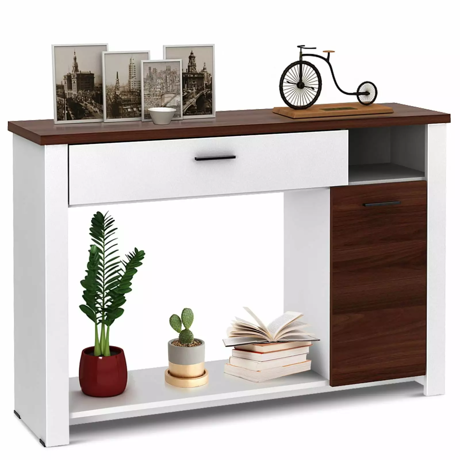 Giantex Modern Narrow Sofa Side Console Table Drawer and Cabinet Console