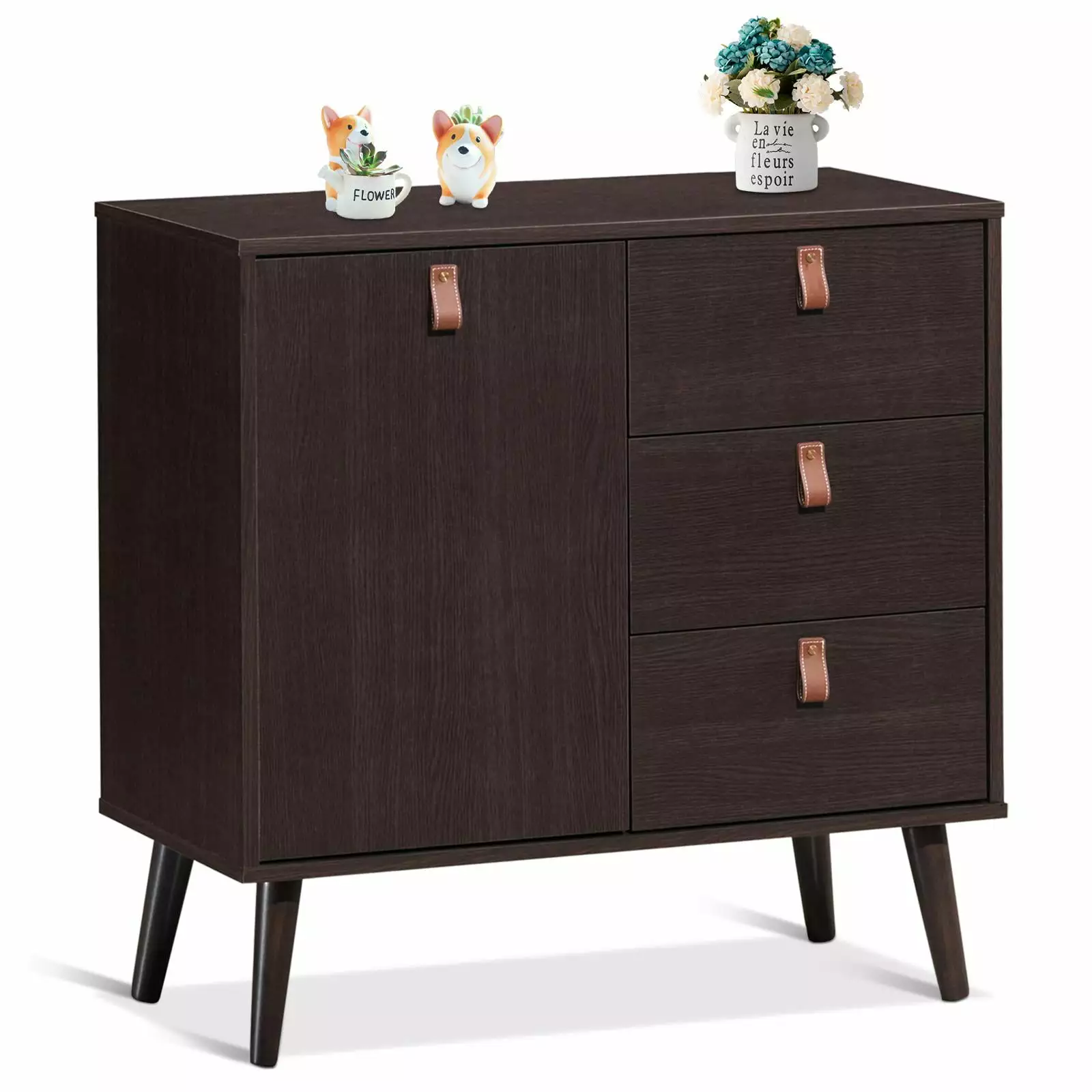 Giantex Sideboard Storage Cabinet Console Table Adjustable Shelf Multipurpose Furniture Console
