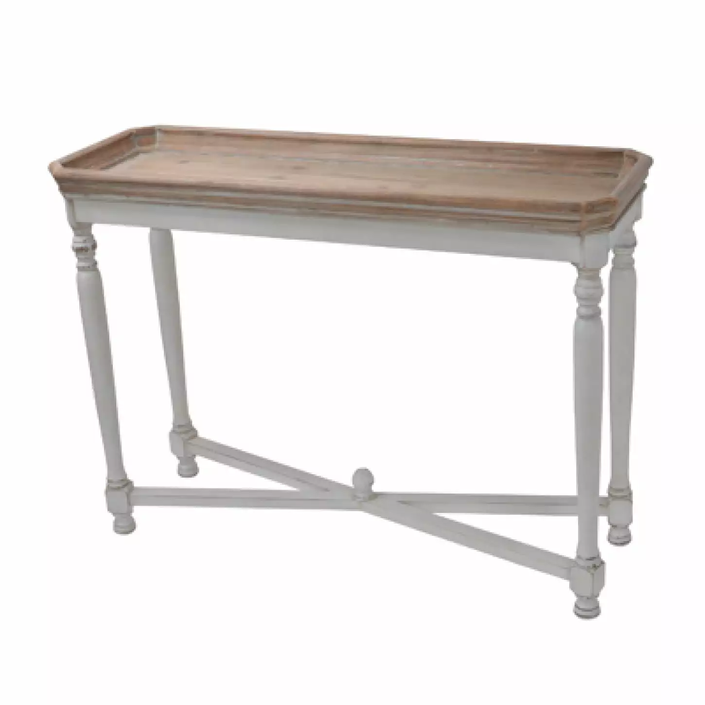 42x14x30 Inches Console Table Antique White Legs Natural Top Entryway or Behind Sofa Console HATNOKIL