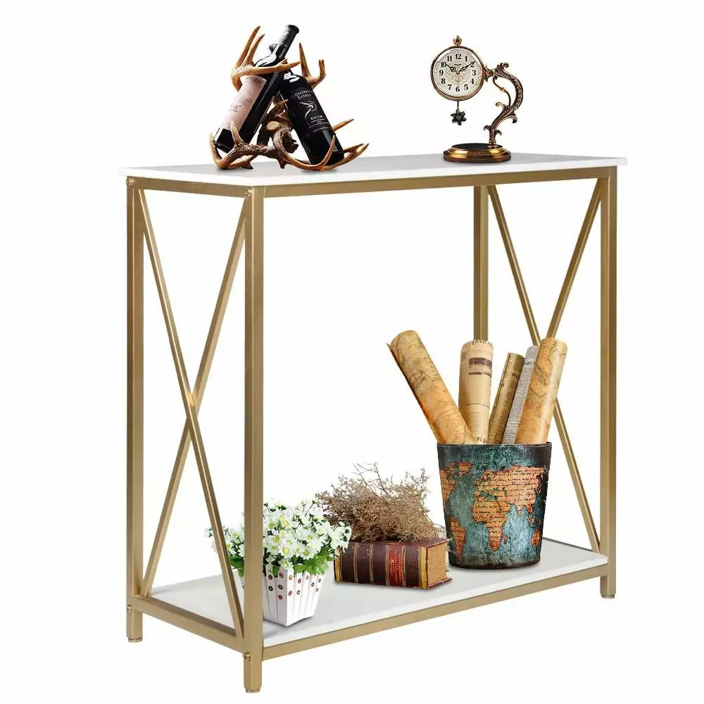 SalonMore Wooden and Metal Console Table Sofa Side Tables TV Stand Living Room Console Hodely