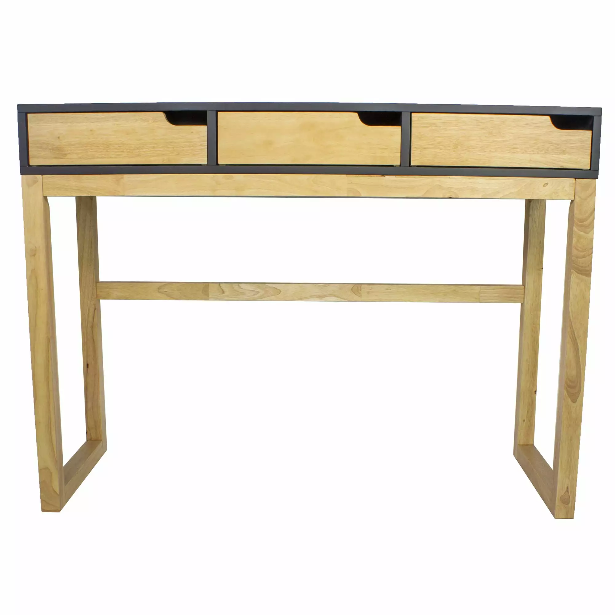 43 X 16 X 32 Black and Natural Solid Wood Three Drawer Console Table Living Room Console HomeRoots