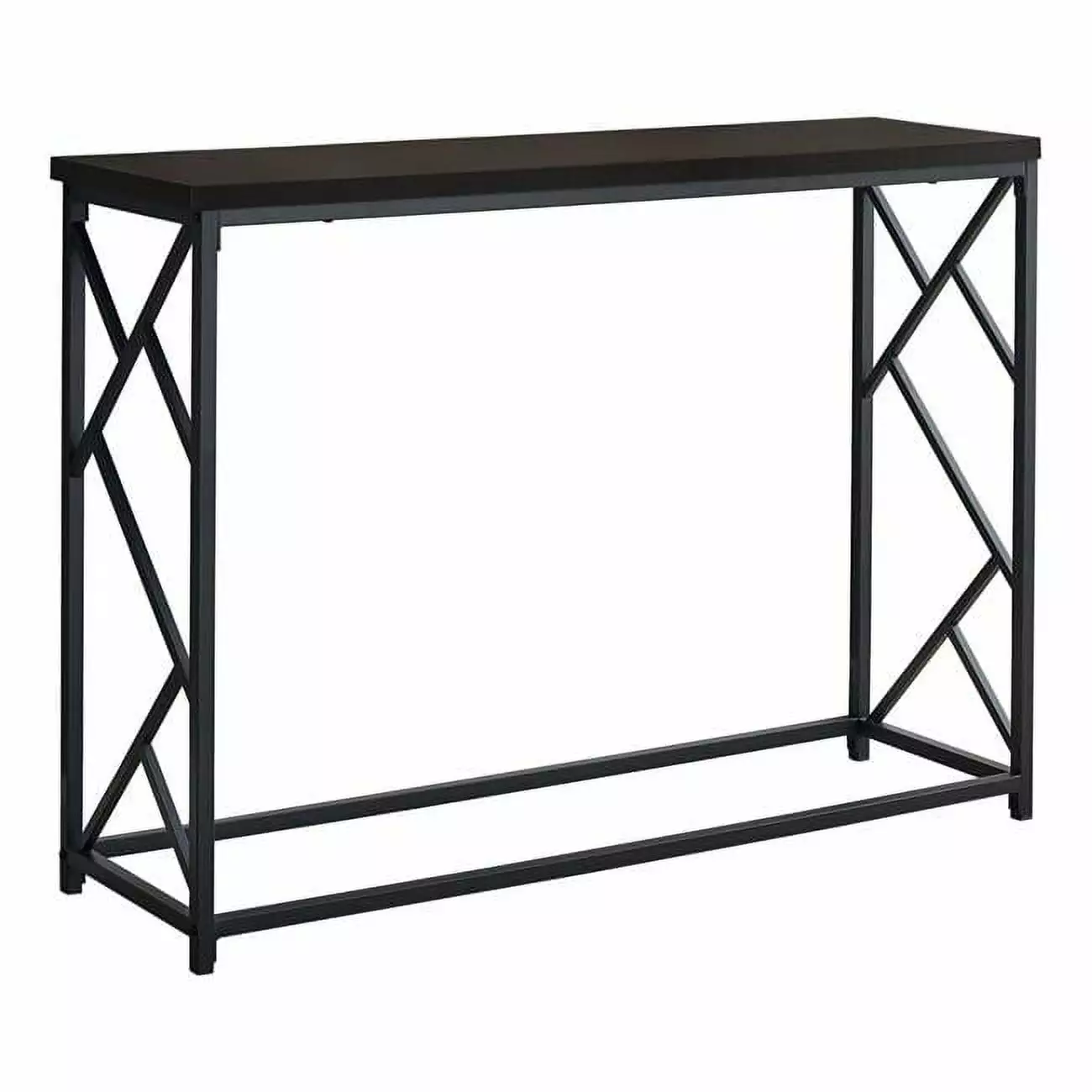 HomeRoots 376507 44 . Rectangular Espresso Black Metal Hall Console Accent Table Console