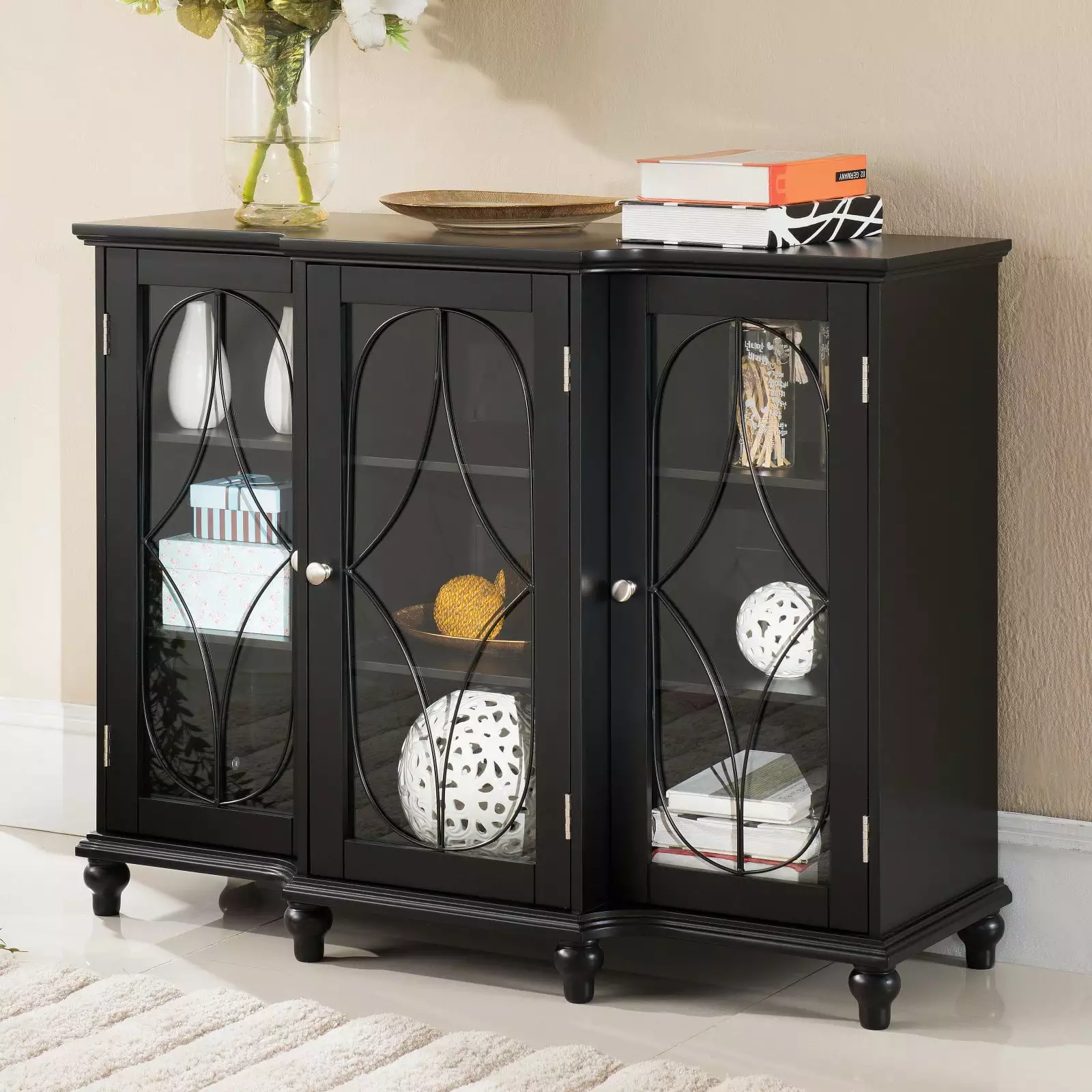 KB 30 x 38 x 15 Inch Black Console Table - Sleek Entryway Furniture Console K&B