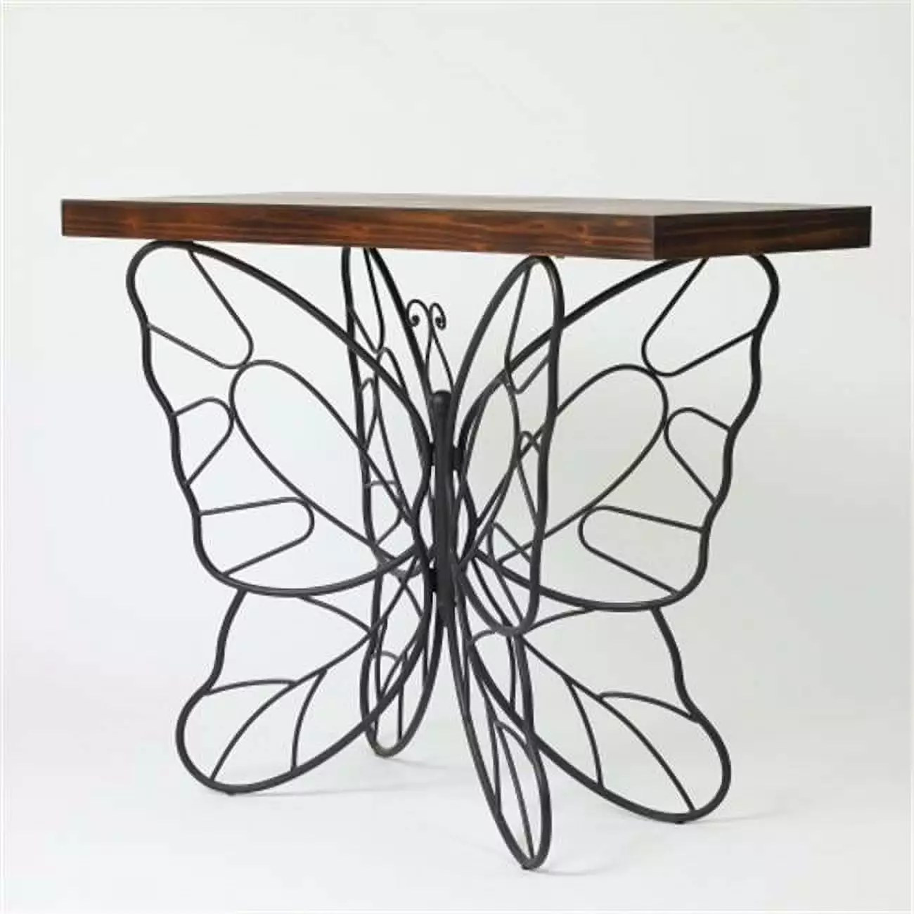 LuxenHome Wood Top Metal Butterfly Accent Console and Entryway Table Console KD Mobiliario