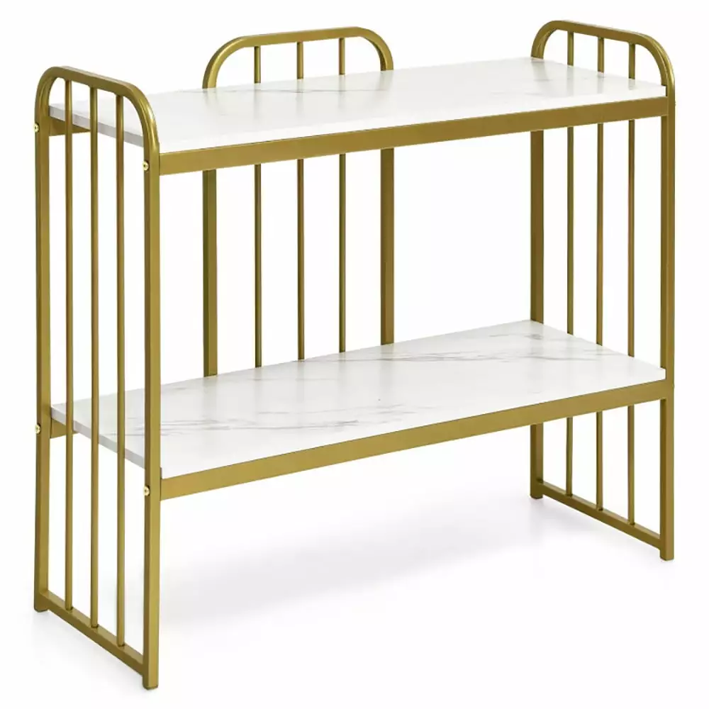 Kepooman 2-Tier Modern Buffet Console Table White - Narrow Entryway Storage Shelf Console