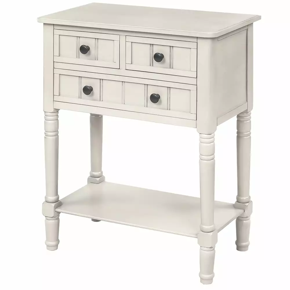 Kepooman Rustic Narrow Console Table Storage Drawers and Bottom Shelf - Retro Blue Sofa Table Living Room Entryway Console