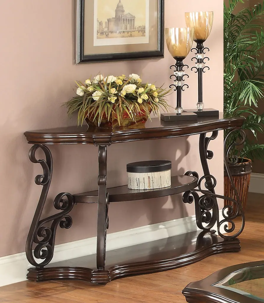 Laney Sofa Table Deep Merlot and Clear - Modern Console Table