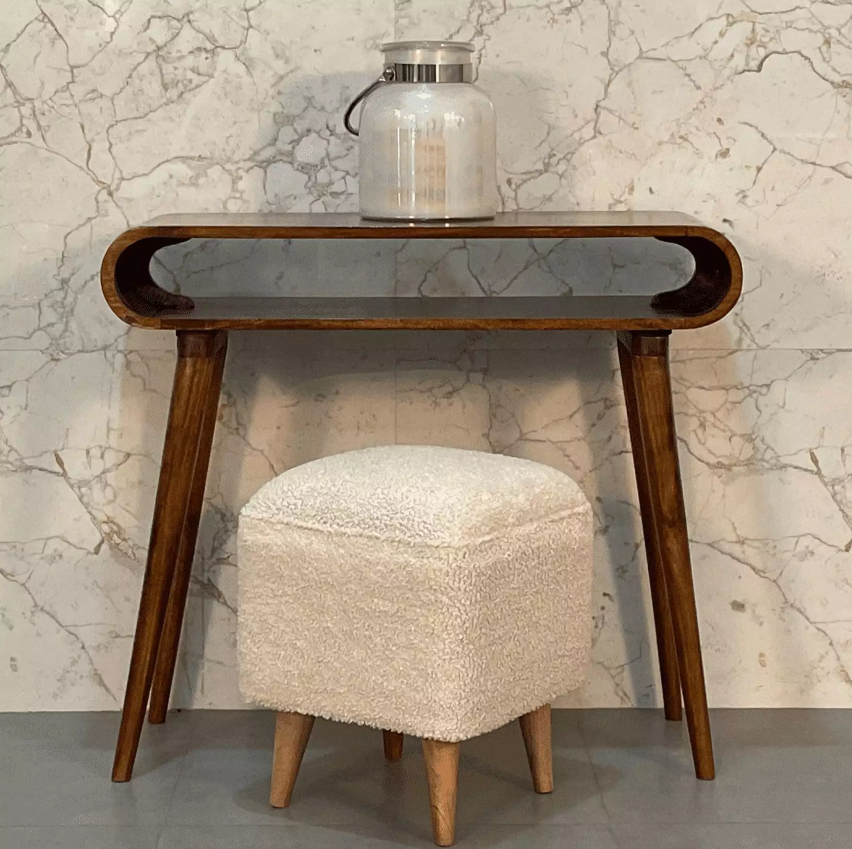 Minimalist Solid Wood Console Table Shelves - Hand Carved Entryway Storage Table Console Lartish