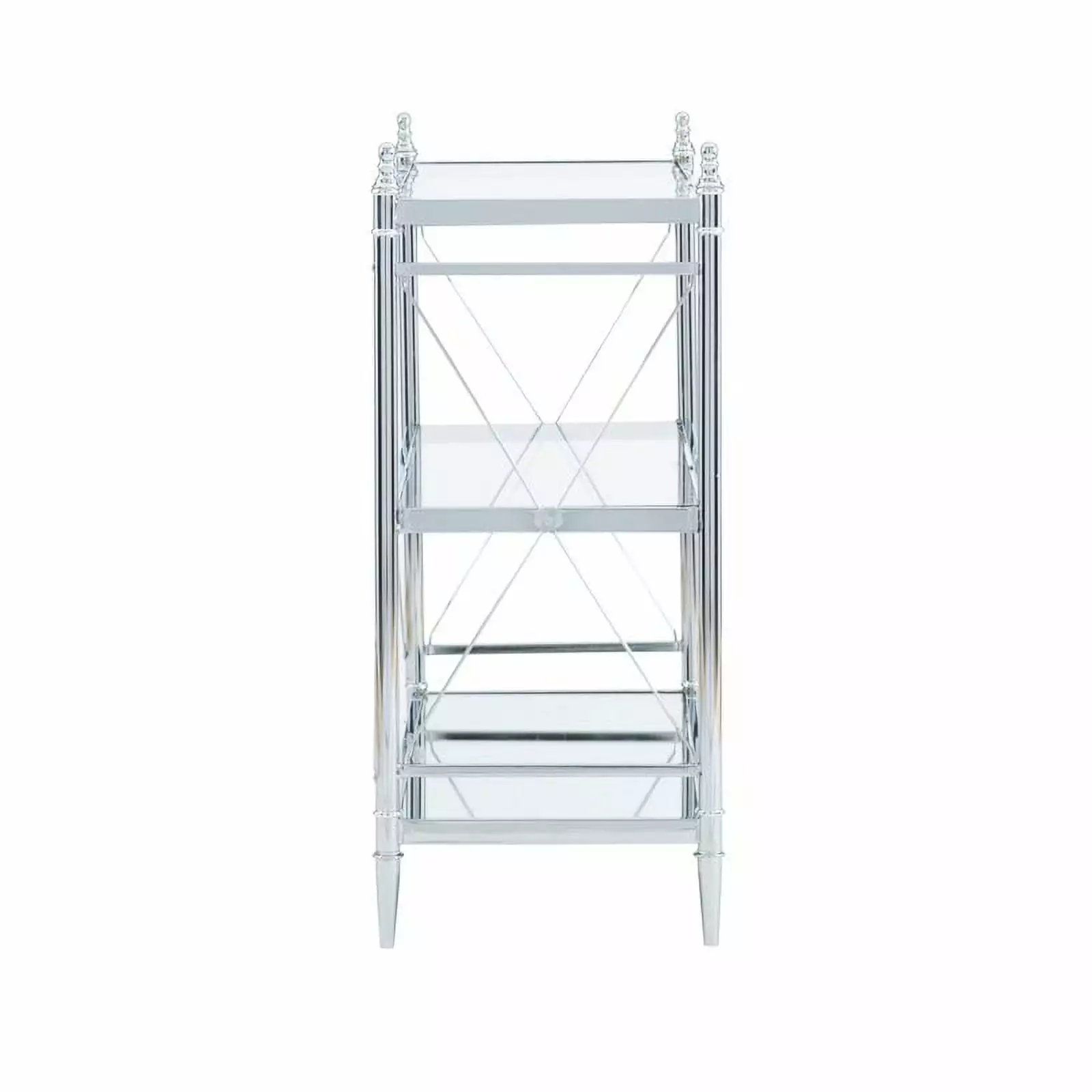 Linon Walker Chrome and Glass Storage Console Table - Modern Living Room Entryway Console