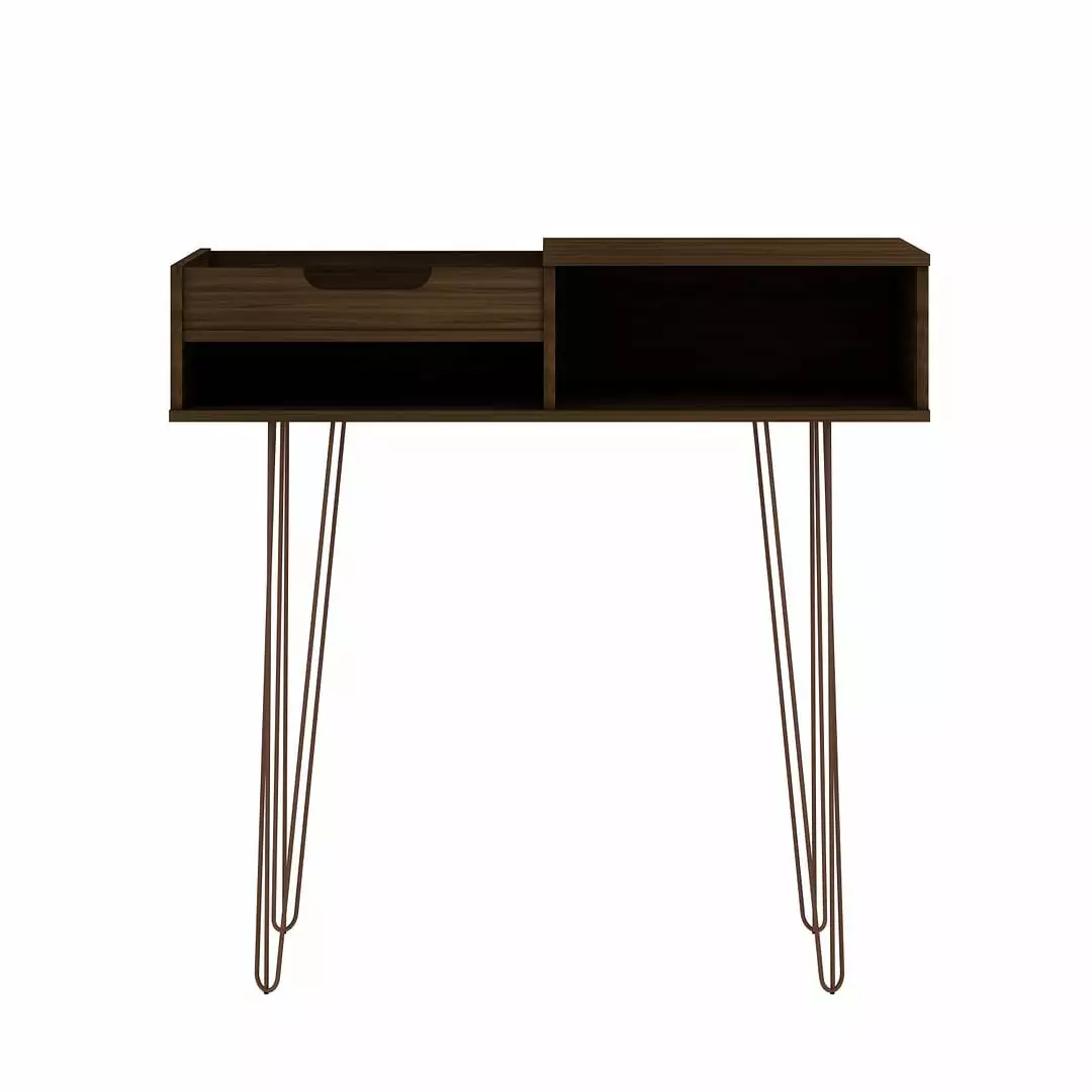 Manhattan Comfort Rockefeller 39.37 Entryway Console 3 Compartments and Metal Legs Console