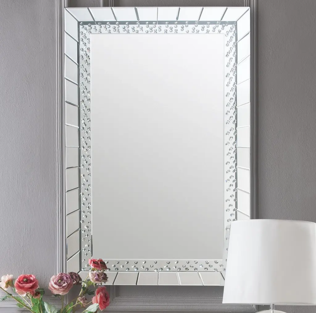 Nysa Mirrored & Faux Crystals Console Table Elegant Entryway Furniture