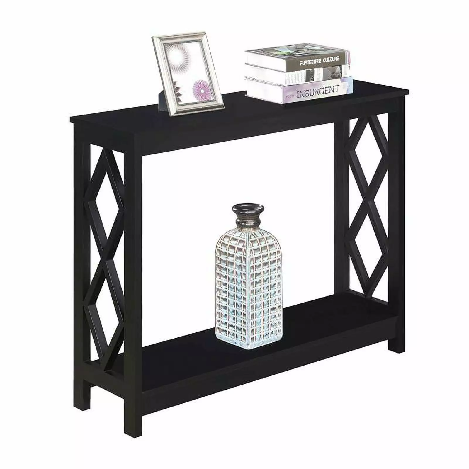 Pemberly Row Contemporary Console Table Black Wood Finish - Modern Entryway Table Console