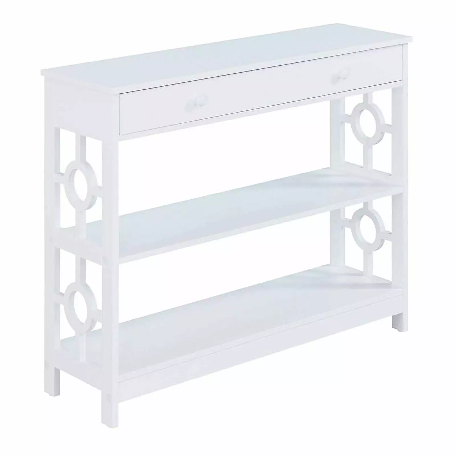Pemberly Row Contemporary White Wood Finish 1 Drawer Console Table Console