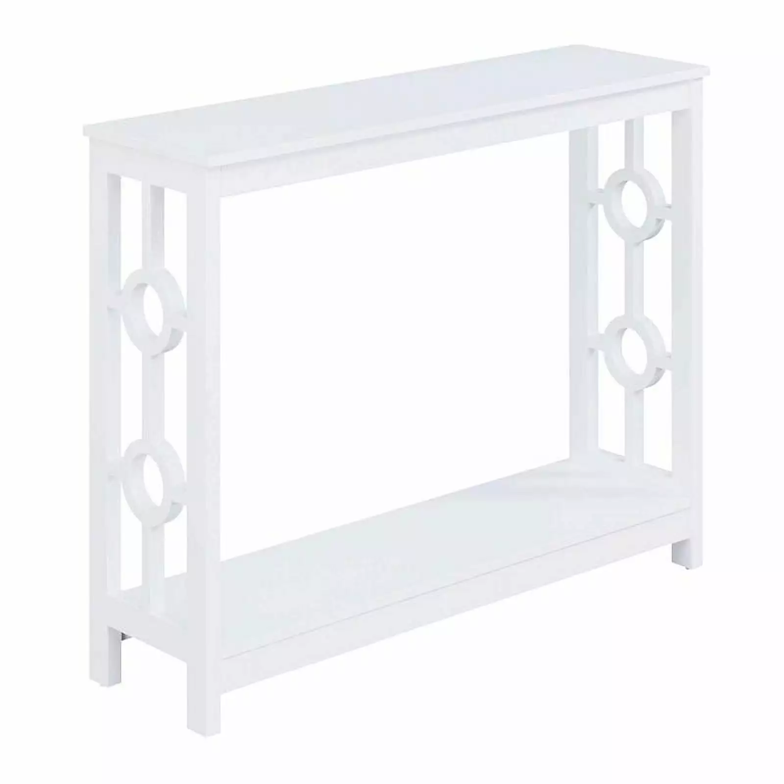 Pemberly Row Contemporary White Wood Finish Console Table Hallway or Living Room Console