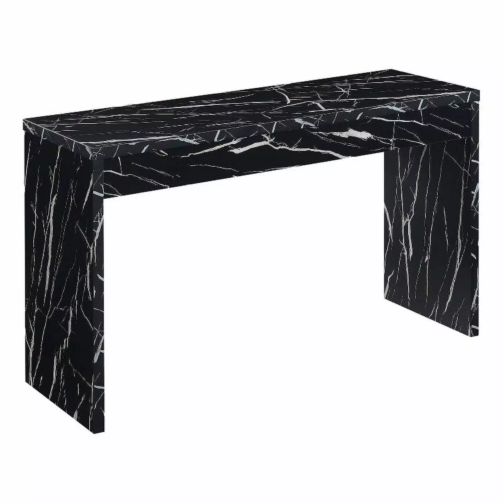 Pemberly Row Contemporary Wood Hall Console Table and Desk Black - Versatile Furniture Console