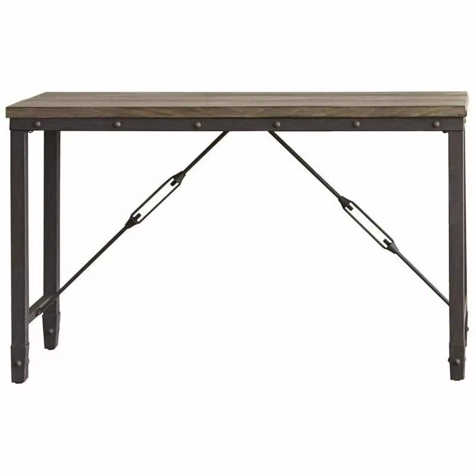 Pemberly Row Industrial Console Table Antique Tobacco Brown Console