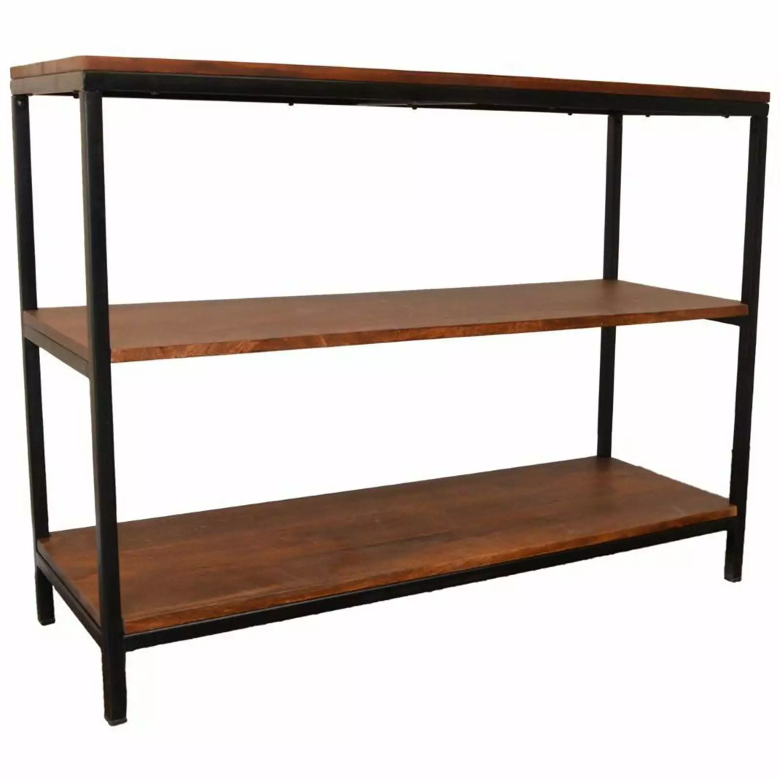 Pemberly Row Modern Rectangle Metal Frame Console Table Rich Chestnut - Sleek Design Console