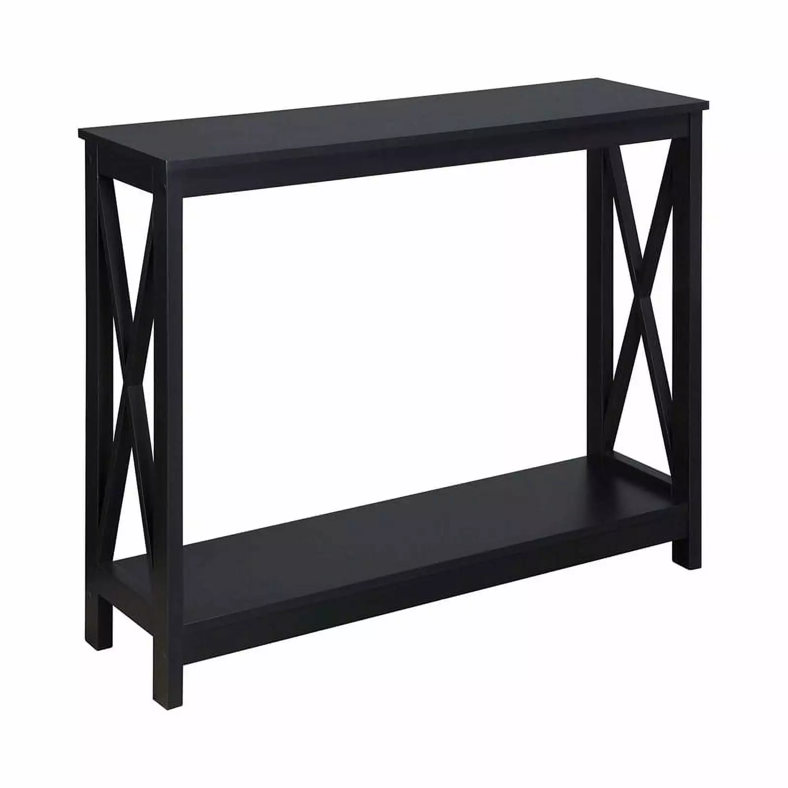 Pemberly Row Traditional Rectangular Console Table Black Wood Finish - Classic Entryway Table Console