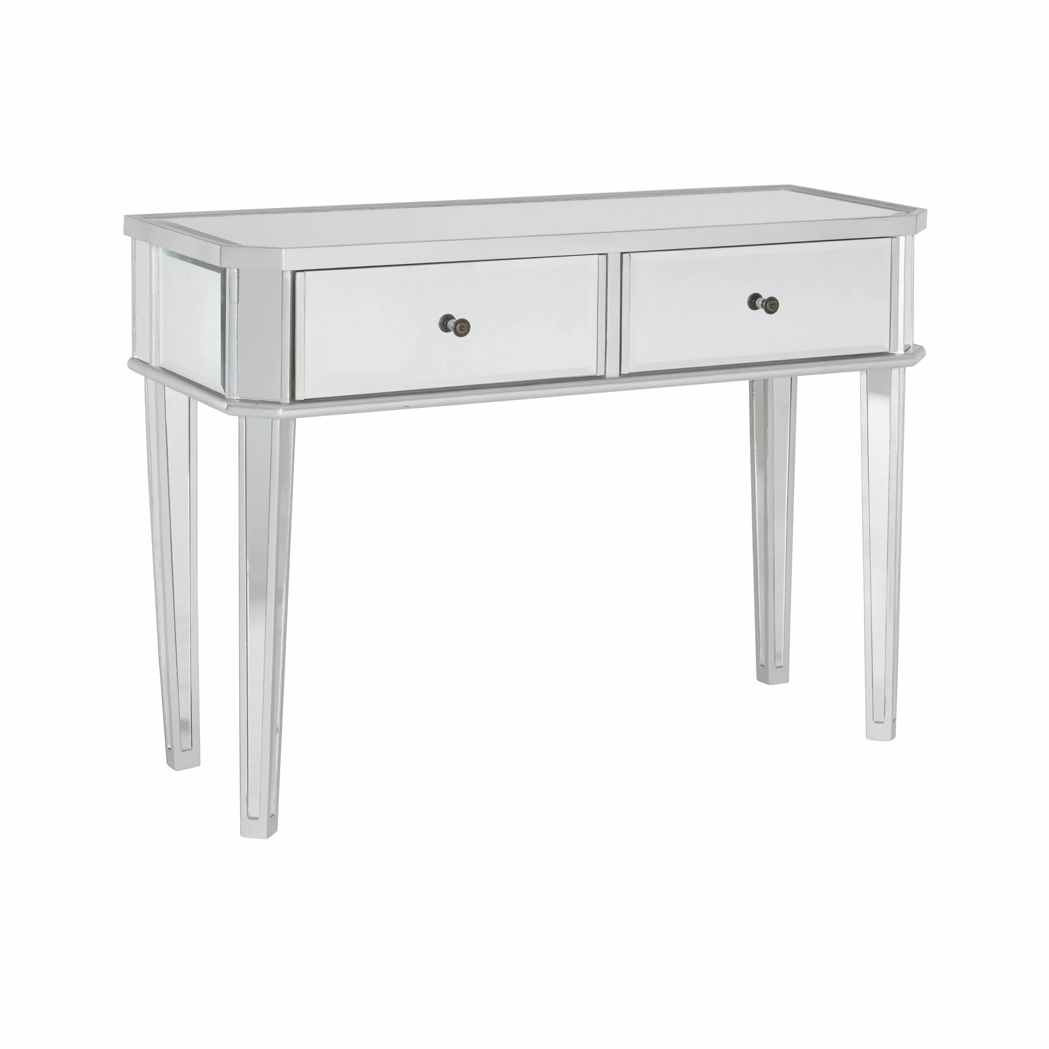 Powell Deville 2-Drawer Indoor Console Table Mirrored Surfaces Luxe Silver Wood Living Room Table Console
