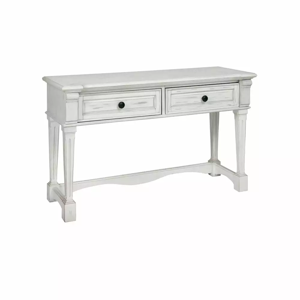 Progressive Furniture Belhamy Park Wood Sofa Console Table Chalk White Living Room Furniture Console