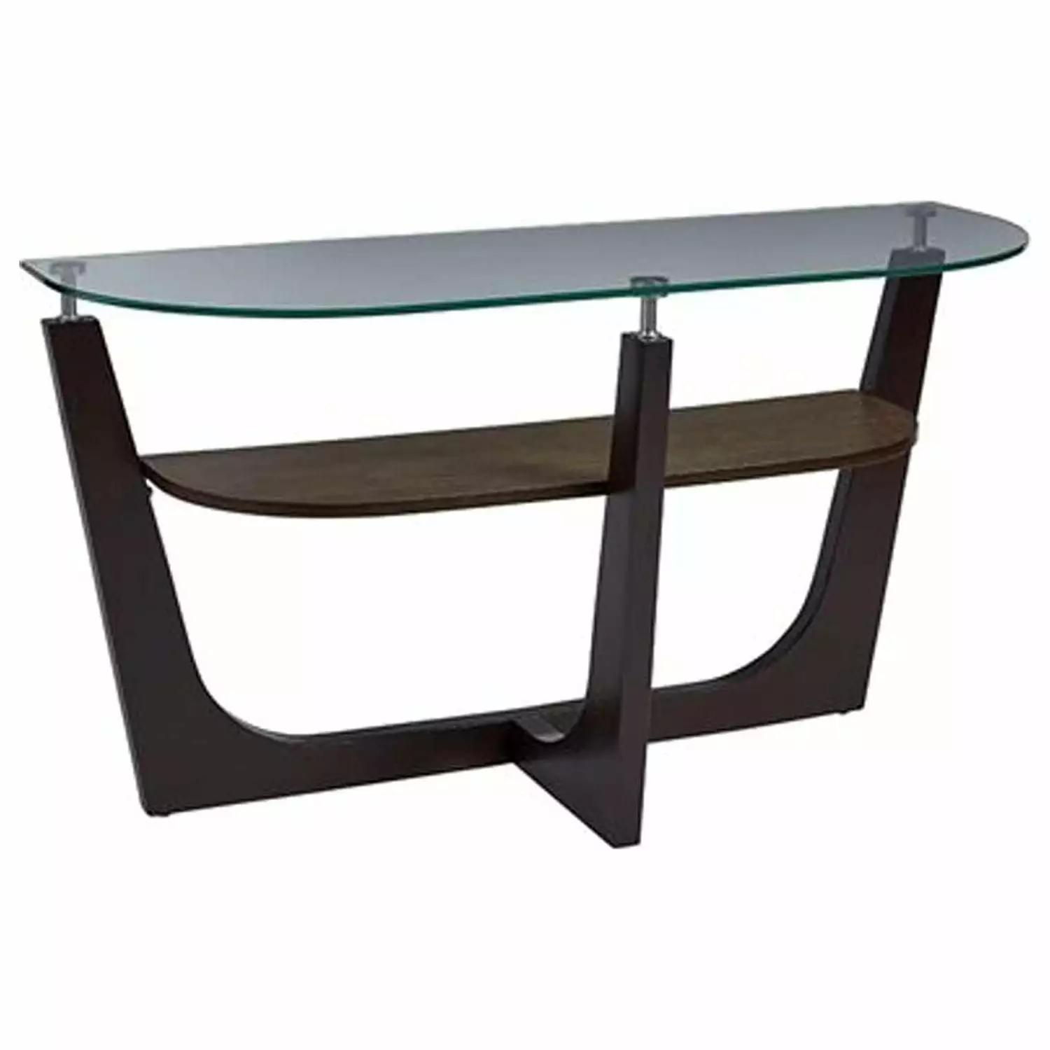 Progressive Furniture Four-Points Glass Top Sofa Console Table Espresso Brown Console
