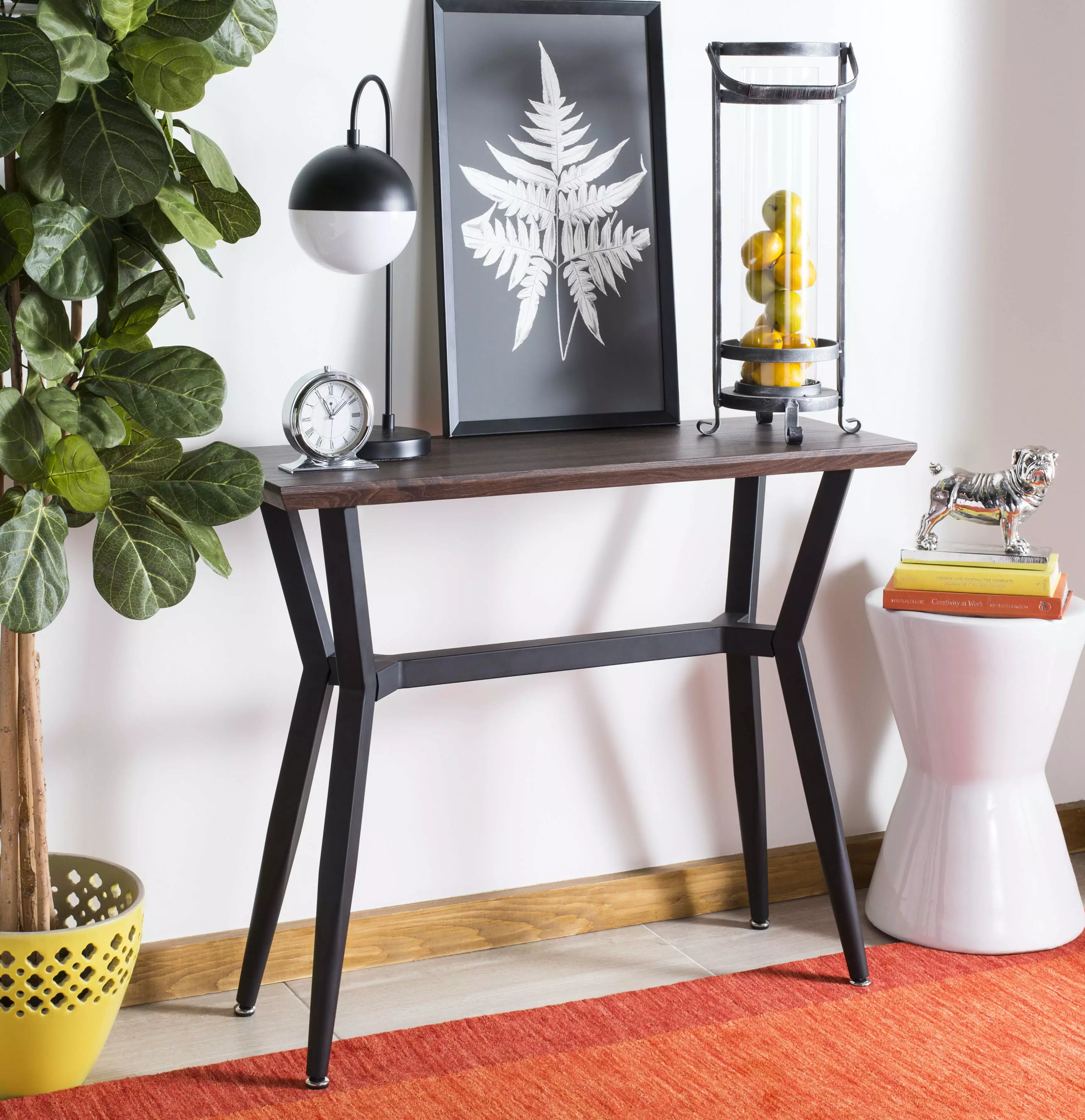 SAFAVIEH Andrew Rectangular Mid-Century Modern Brown Console Table Console