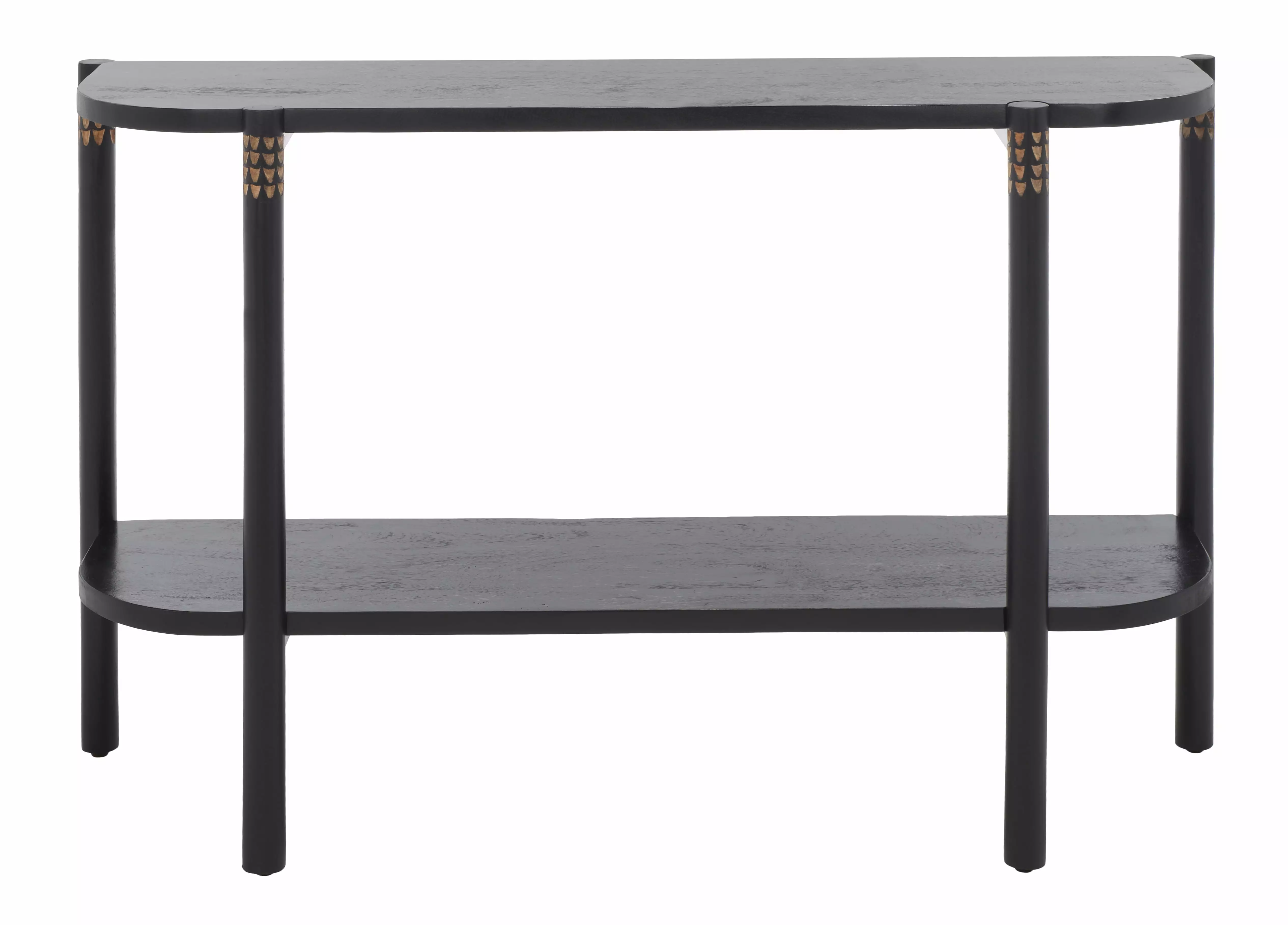 SAFAVIEH Errington Wood Console Table Shelf Black and Natural Finish Console