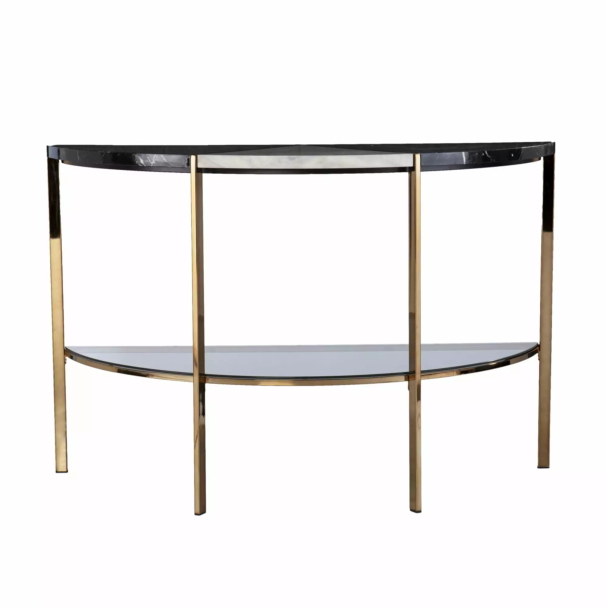 SEI Furniture Cortinada Black and White Wood-Metal Demilune Console Table Console Southern Enterprises