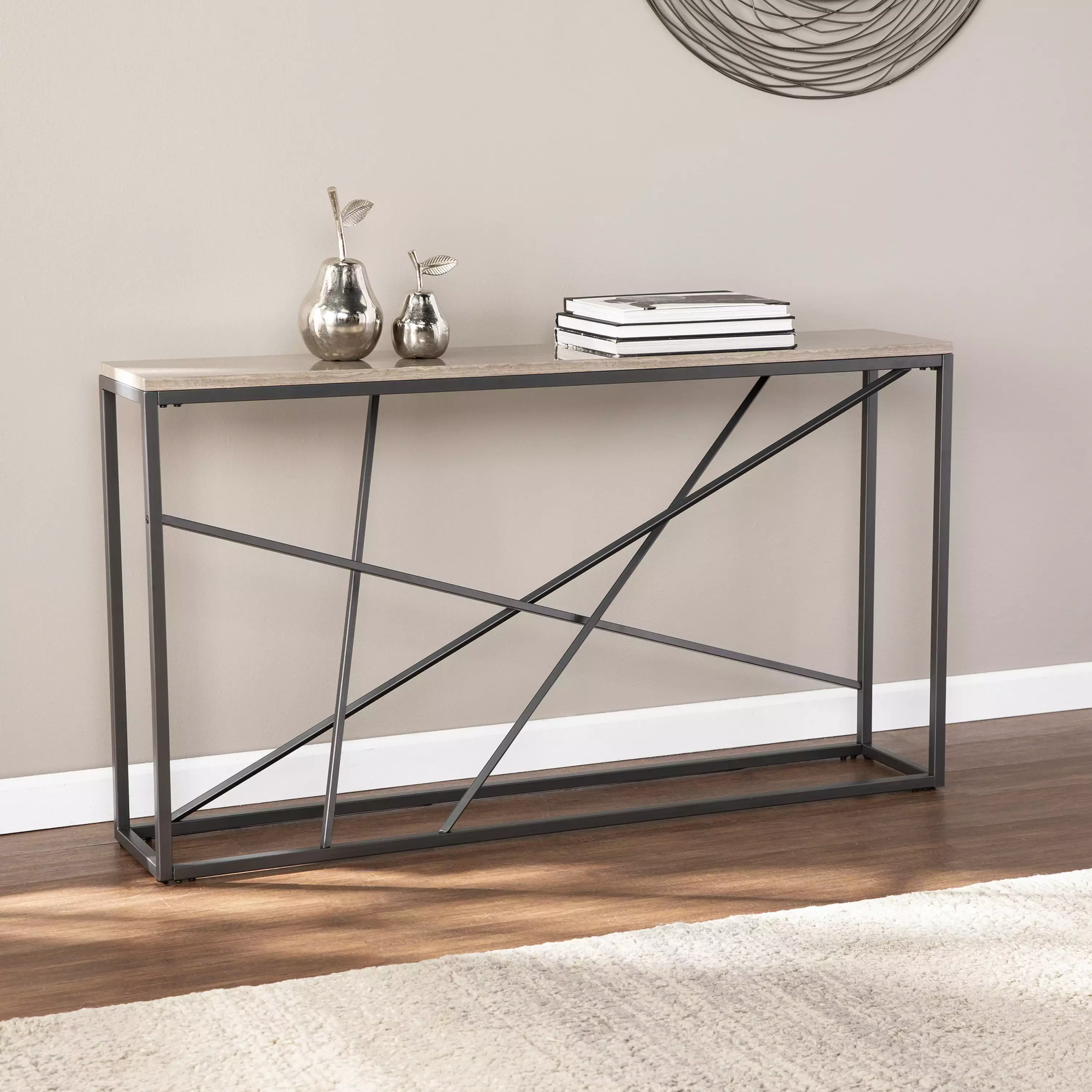 Southern Enterprises Ariyian Wood and Metal Console Table Gray Console