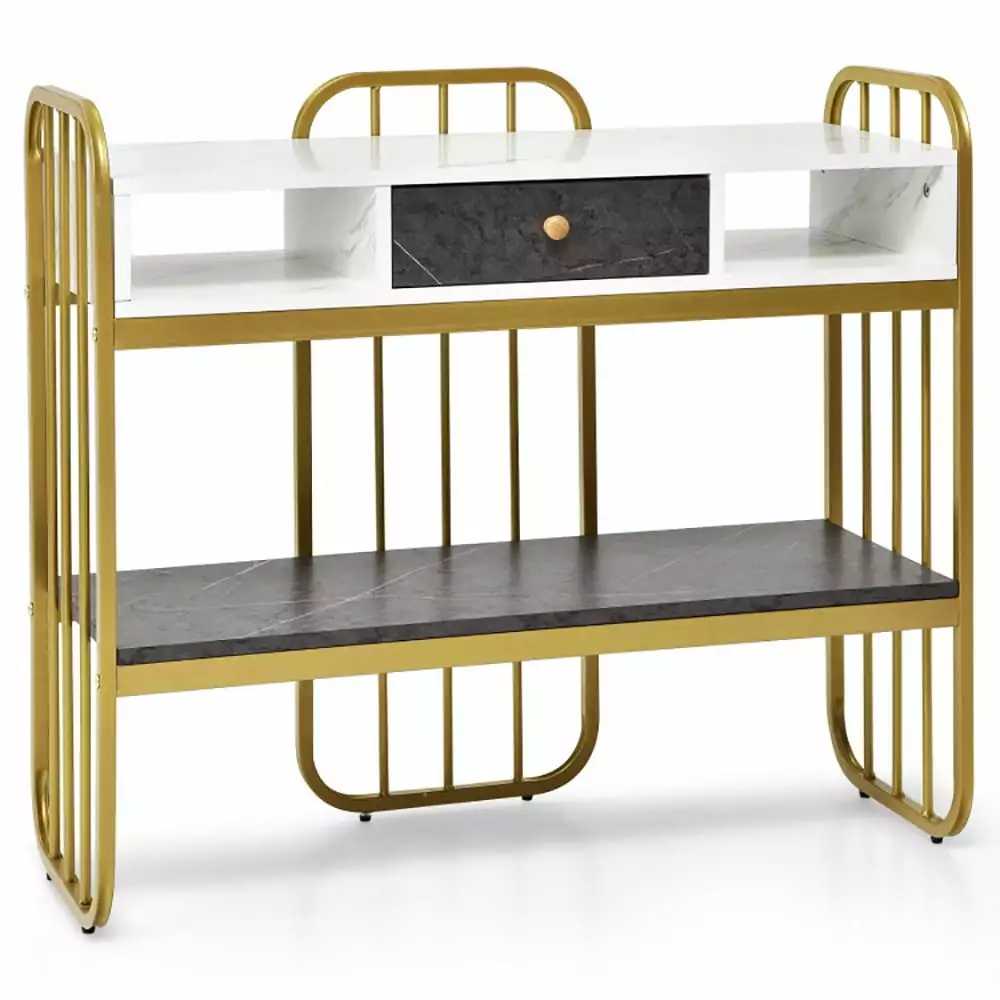 Spaco White Console Table Drawer and Storage Shelf Entryway or Hallway Console