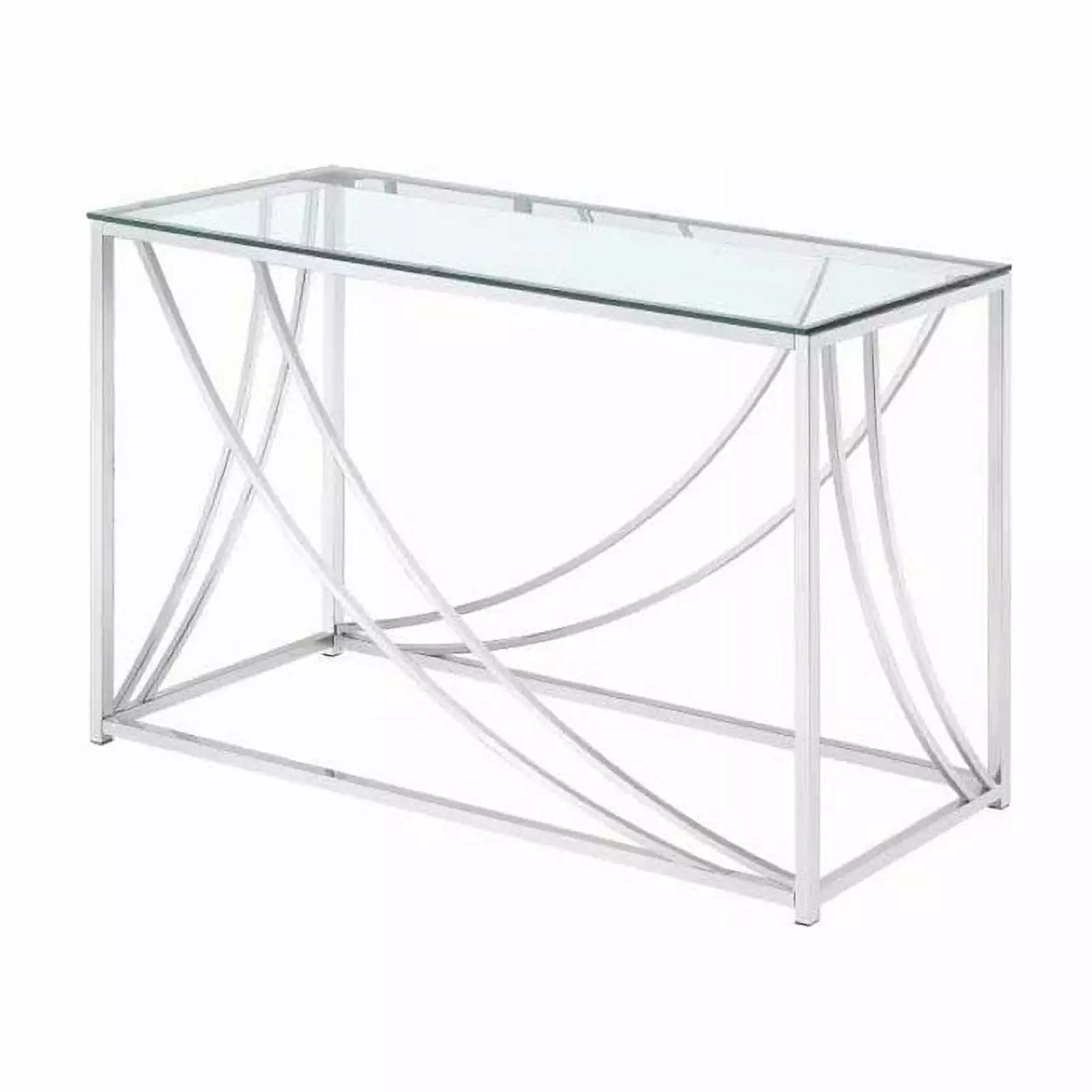 Stonecroft Furniture Contemporary Glass Top Console Table Chrome Finish Console