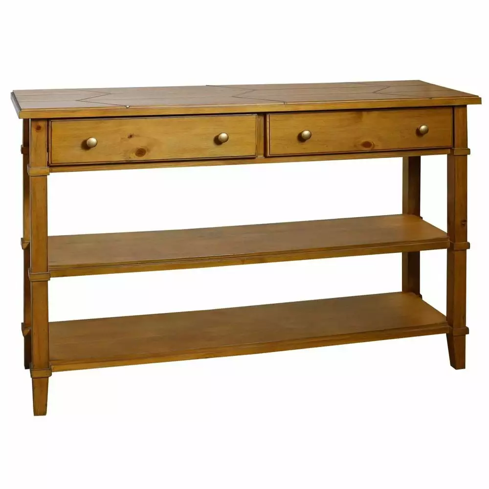 Stylecraft Home Collection Rustic 2 Drawer and Double Shelf Console Table Console