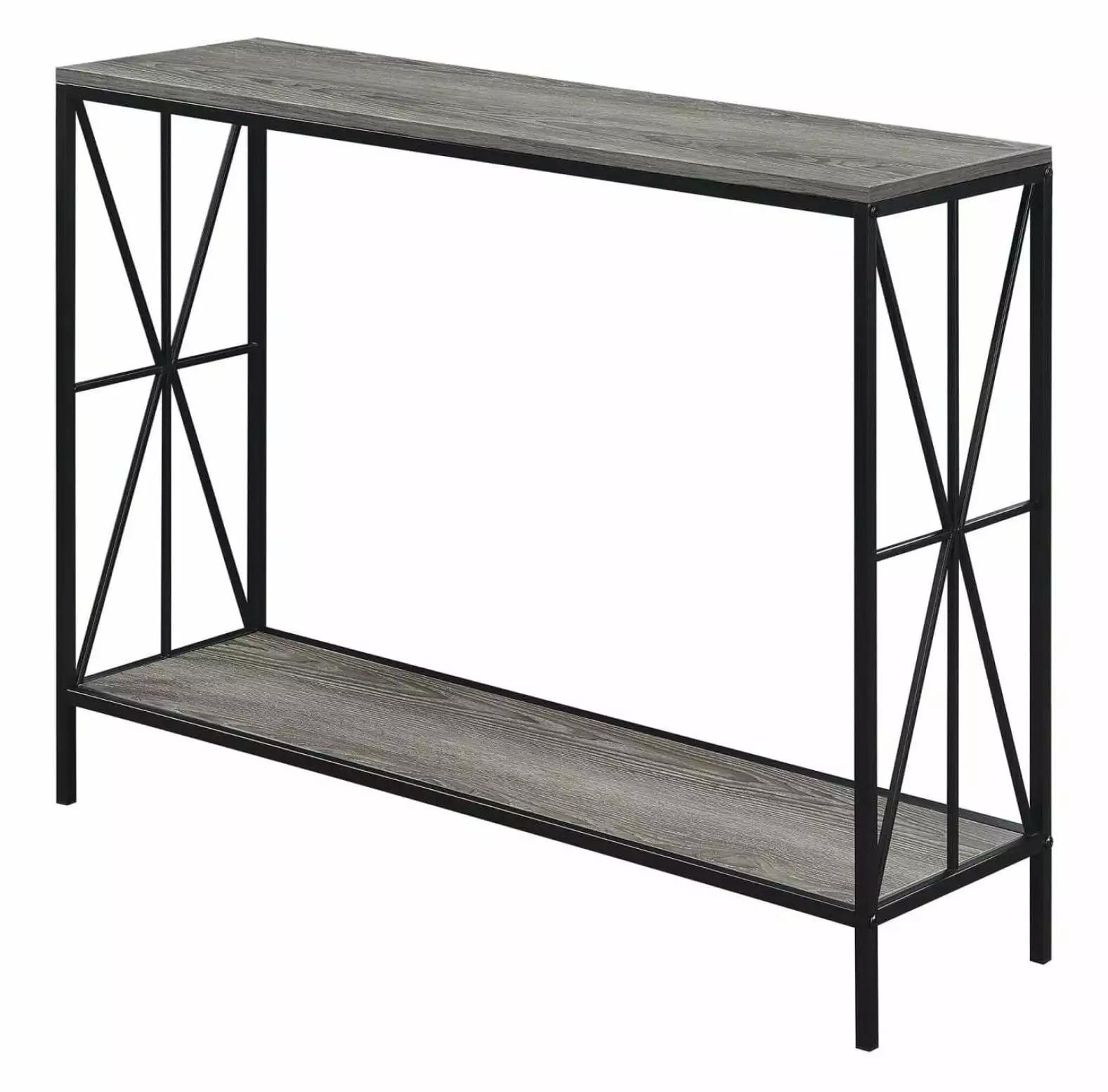 Superwum Tucson Starburst Console Table Shelf Weathered Gray and Black Console