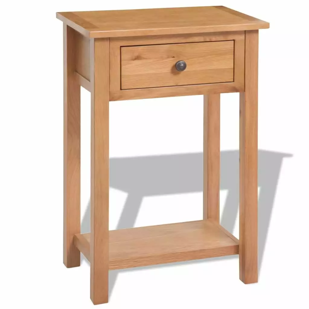 vidaXL Console Table Solid Oak Wood 19.7x12.6x29.5 Brown Living Room Entryway Console