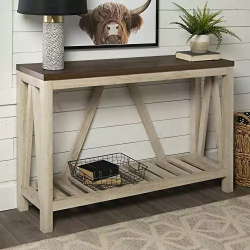 Walker Edison 52 Inch -Frame Rustic Wood Entry Console Table White Oak Living Room Console