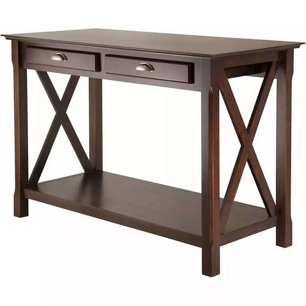 Winsome Wood Xola X Panel Console Table Drawers Cappuccino Finish Console