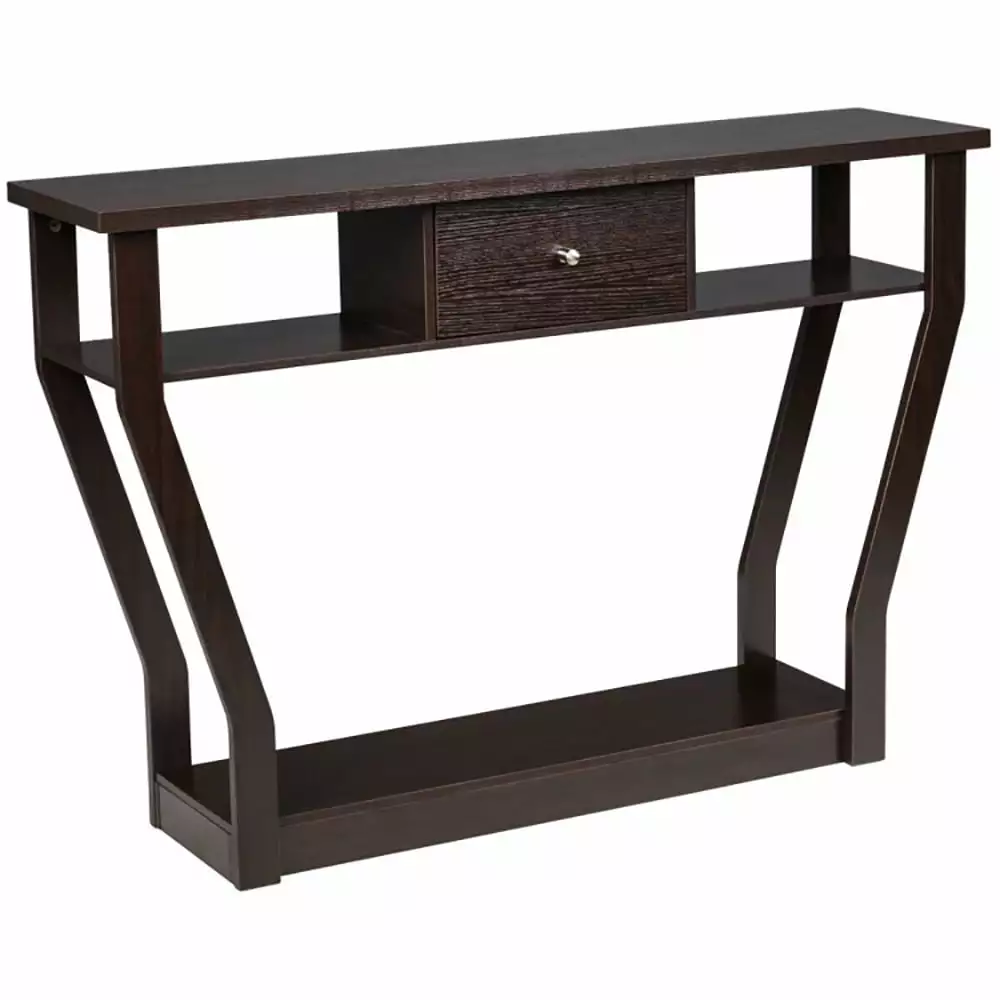 Yardi Yard Modern Sofa Accent Table Drawer Brown Narrow Console Table Shelves Console