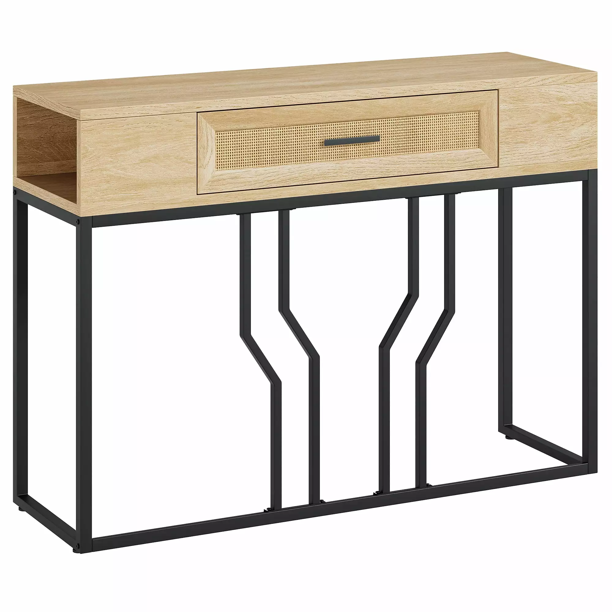 40inch Rattan Table Hallway Table Drawer and Storage Living Room Foyer Bedroom Console Yiwa