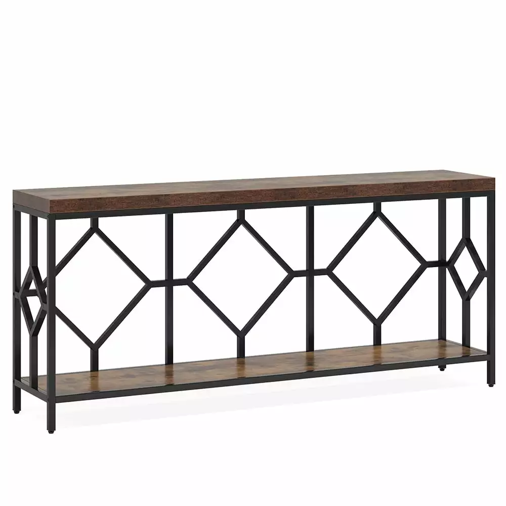 YYAo Console Table 2 Tier Extra Long Shelves Entryway Table Living Room Foyer Console