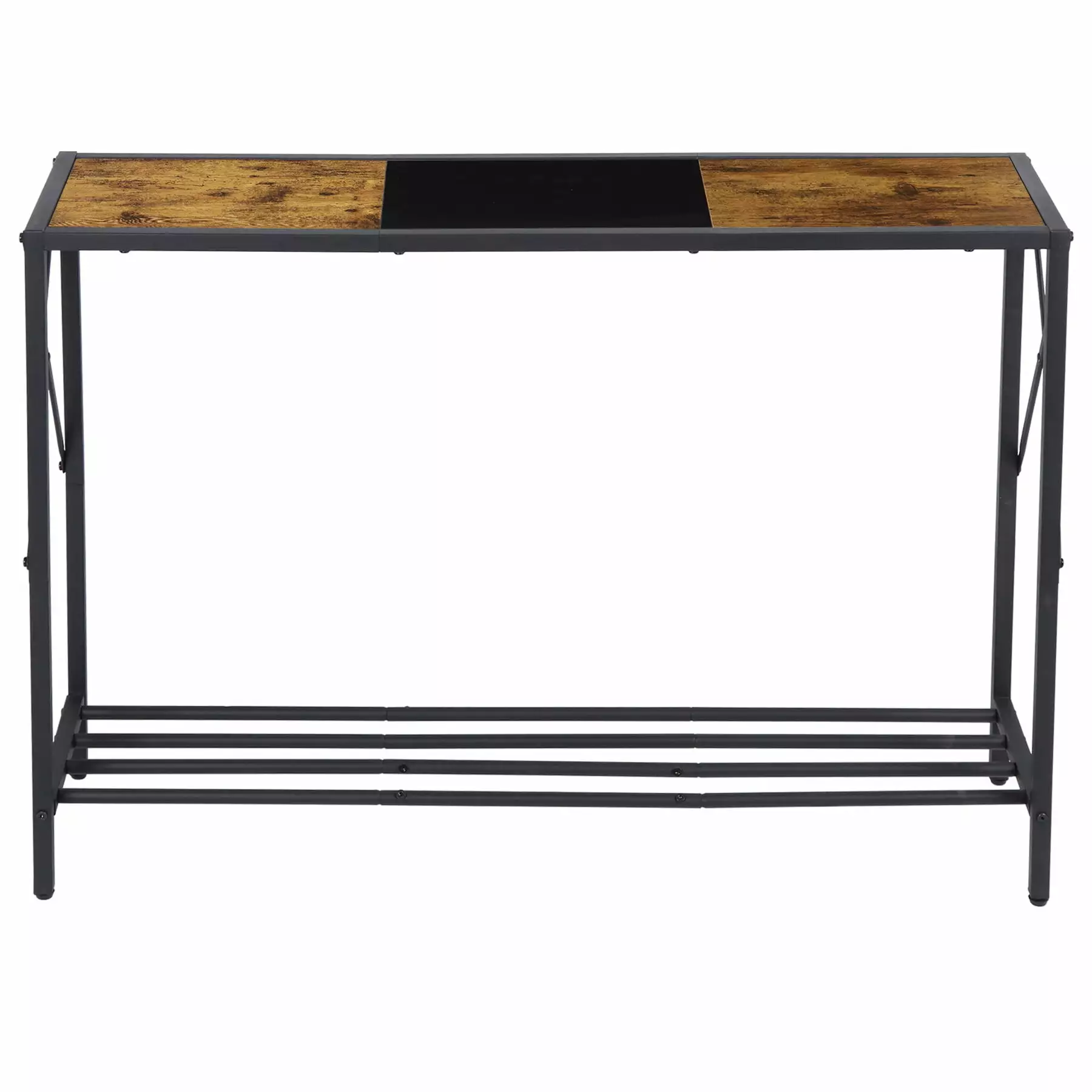 ZENSTYLE Console Table Industrial End Table Metal Frame Home Entryway Black Brown Console