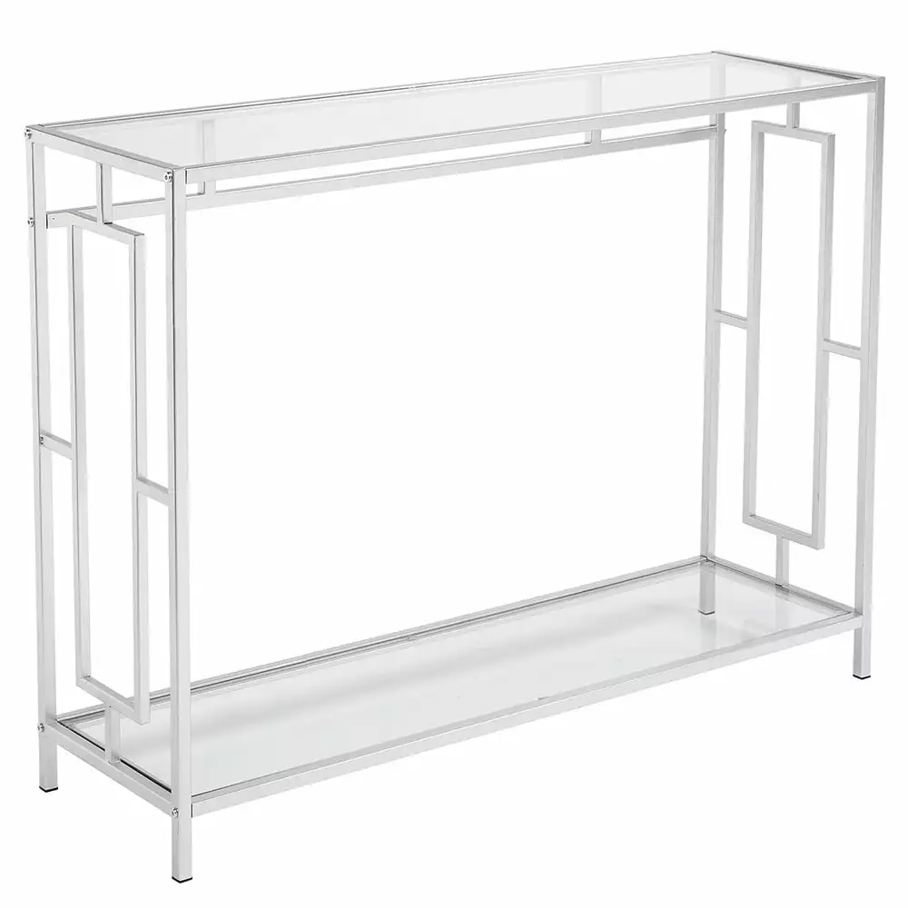 Modern Glass Console Table Sofa Table Chrome Entryway Narrow Table Hallway Silver Console ZhiJunDianZi