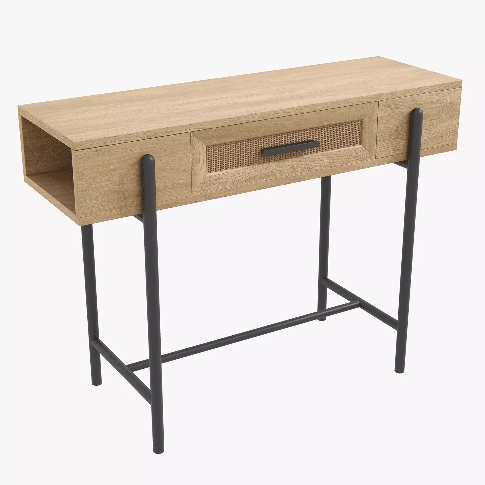 Zzistar Rattan Console Table Drawer - Metal Frame 40 Behind Couch Side Storage Console