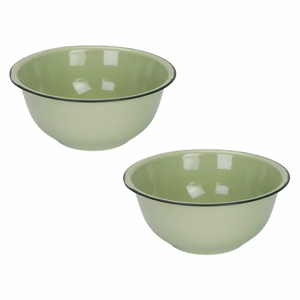 2 Pcs Enamel Bowl Basin - Vintage Camping Cookware Containers Home Food Storage and Fruit