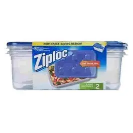 9-Cup Square Food Storage Container 2-Pack Airtight Lids Ziploc