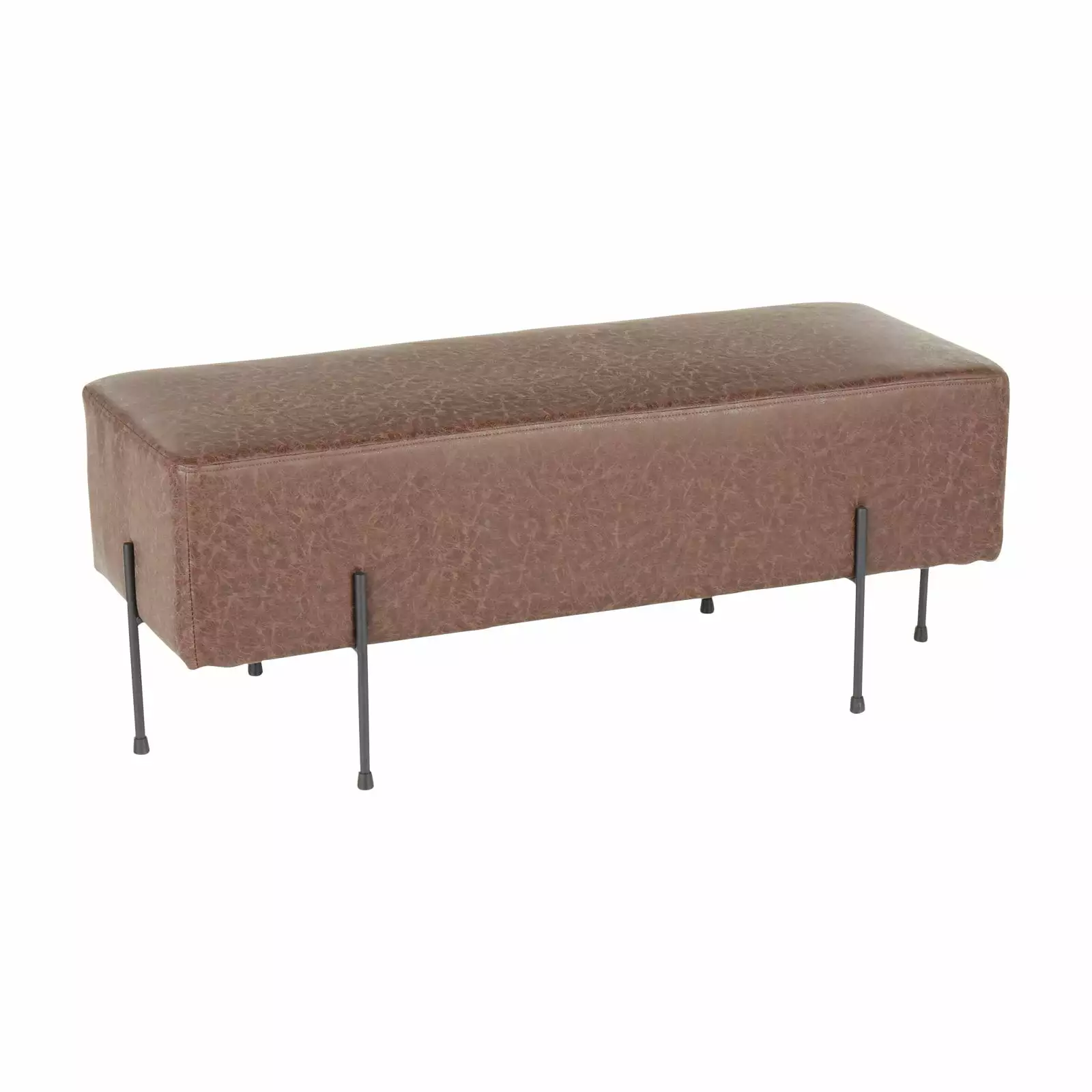 15.50 Black Metal and Espresso Faux Leather Daniella Contemporary Bench Benches Contemporary Home Living