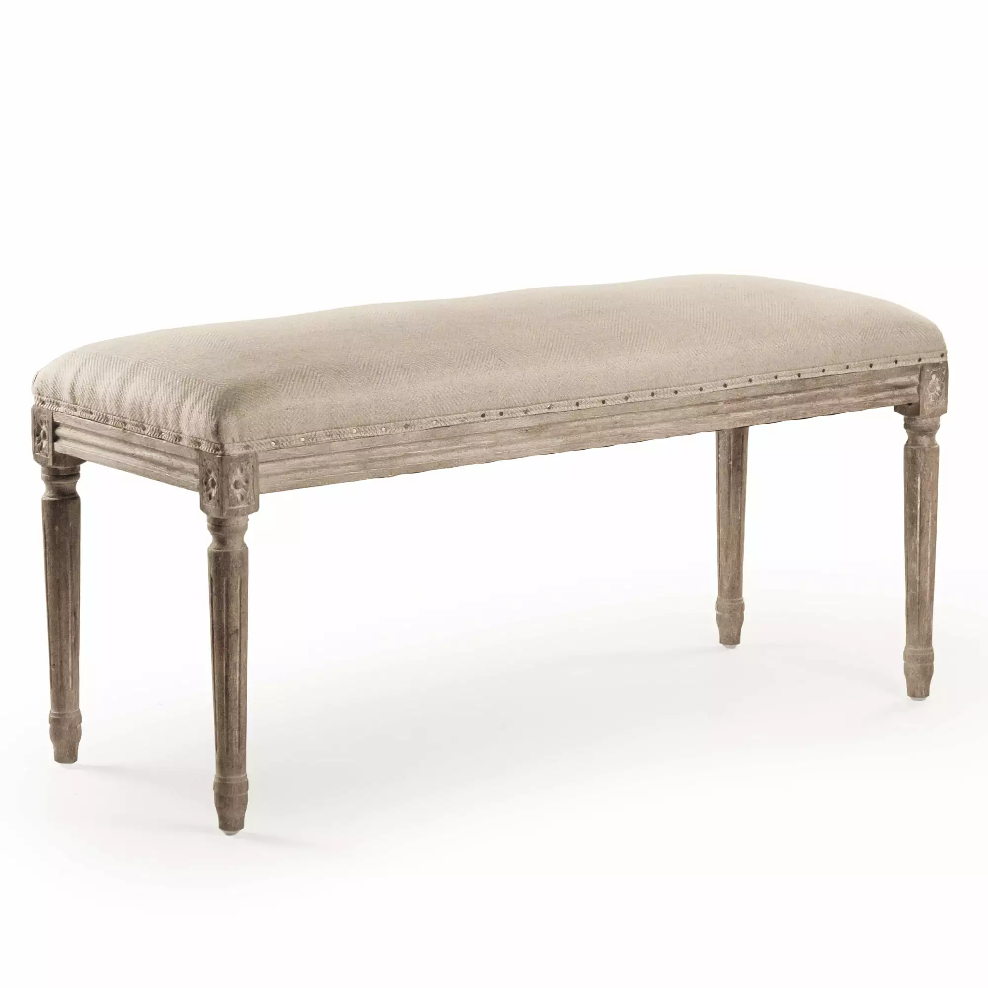 Zentique 40 Brown and Beige Contemporary Lille Bench Square Border Benches
