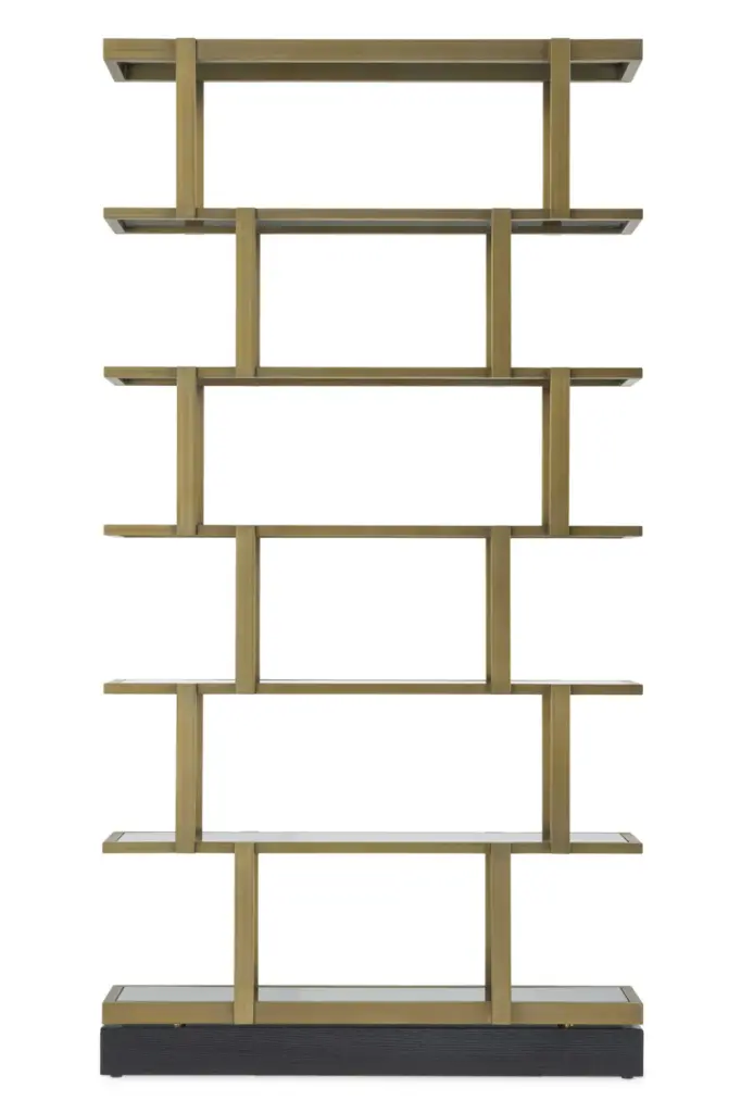 Eichholtz Nesto Brass 6-Shelf Bookcase Contemporary Home Library