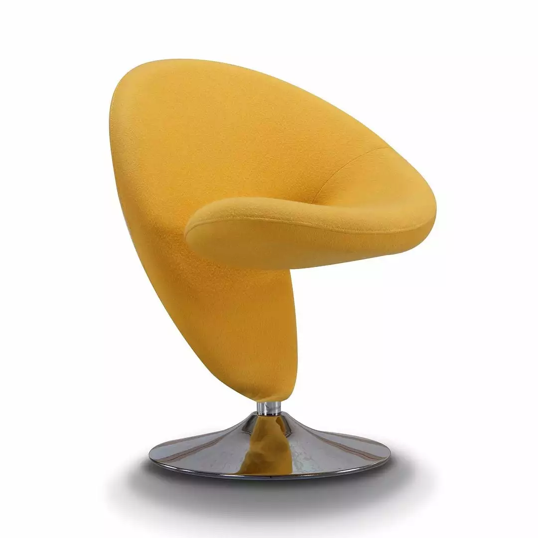 Manhattan Ease Curl Contemporary Fabric Swivel Accent Chair Yellow Manhattan Comfort
