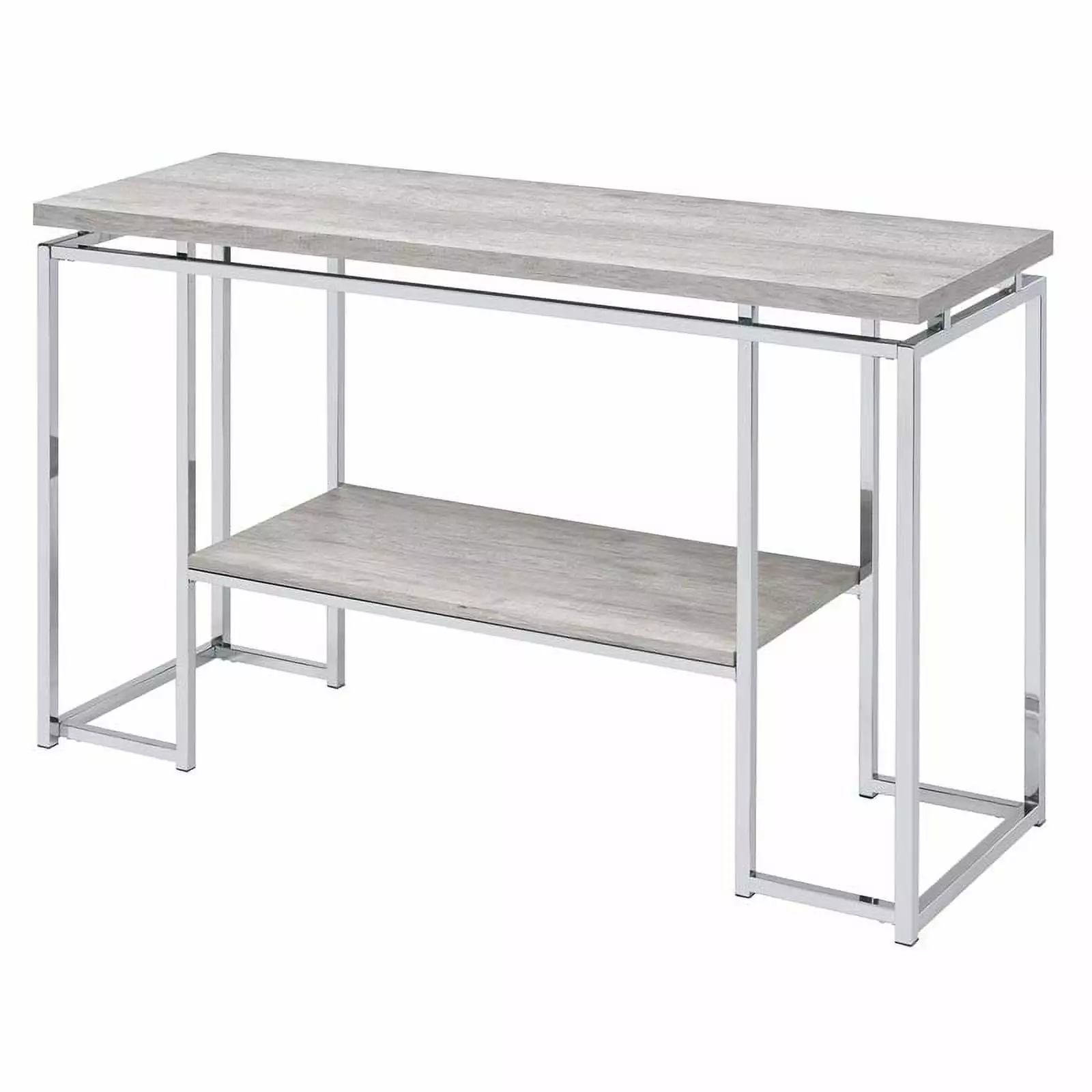 Bowery Hill Contemporary Natural Oak and Chrome Metal Sofa Console Table Console
